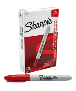 Sharpie Permanent Markers, Fine Point, Red- 12 Pack