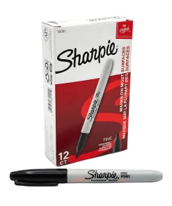 Sharpie Permanent Markers, Fine Point, Black - 12 Pack
